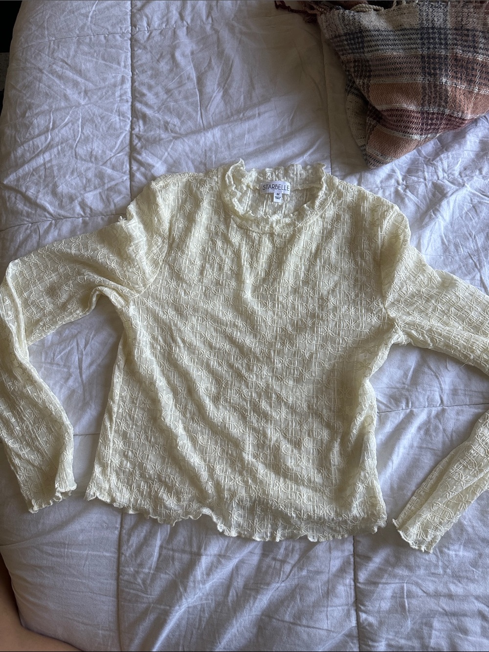 Stardelle Pale Yellow Long Sleeve Textured Top